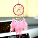 HULIANFU New Indian Style Dreamcatcher Moon Handmade Wind Chimes Wall Ornament Girls Room Decoration Feather Dream Catcher