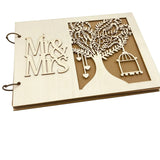 HULIANFU New Wooden Wedding Guestbook Reception Book Sign-in Book Personalized Mr. and Mrs. Photo Frame Wedding Decoration Supplies