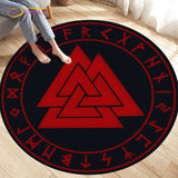 HULIANFU Viking Valknut Yggdrasil Tree of Life Area Rug Round Carpets Rugs for Living Room Bedroom Foot Pad Decoration,Non-slip Floor Mat