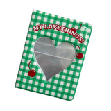 HULIANFU Kpop Card Binder 3inch Photo Album Hollow Love Heart Model Photocard Holder Plaid Album Instax Mini Album For Cards Collect Book