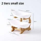 HULIANFU Table Plates For Serving Plates Dinnerware Wooden Partitioned Dish Snack Candy Cake Stand Bowl Food Fruit Plates Set Tableware