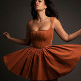 Hulianfu Sexy Backless Elegant Ball Gown Pleated Corset Dress for Women Club Party Sleeveless Tank Dresses Solid Clothes