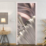 HULIANFU  PVC Self-Adhesive Waterproof Door Sticker Modern Light Luxury 3D Golden Abstract Wallpaper Living Room Bedroom 3D Door Murals