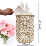 HULIANFU Wedding Card Box Wooden Elegant Cutout Hexagon Design Wedding Box 3D Classic Scene For Wedding Party Decoration