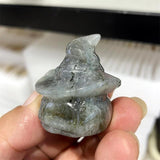 HULIANFU SkullS Pumpkin Figurine Labradorite Reiki Healing Hand Carved Home Halloween Decoration Gift 1pcs