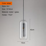 HULIANFU Sliver Bronze Loft Modern Pendant Light Glass Ball Hanging Lamp Kitchen Light Fixture Dining Hanglamp  Living Room Luminaire