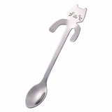 HULIANFU Stainless Steel Coffee Spoon Lovely Cute Cat Shape Teaspoon Dessert Snack Scoop Ice Cream Mini Spoons Tableware Kitchen Tools