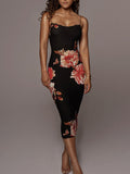 Sexy Spaghetti Strap Female Party Dress Summer Sleeveless V Neck Lace Patchwork Dress Women Floral Print Sheath Backless Dress