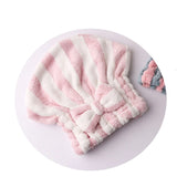 HULIANFU Microfiber Hair Towel Wrap for Women Stripe Absorbent Quick Dry Hair Turban for Drying Curly Long Thick Hair Hat Wrapped Towel