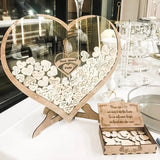HULIANFU New Wooden Heart-shaped Guest Drop Box 60 Hearts Box Anniversary Signature Guest Books Wedding Message Box Gift