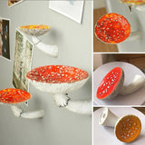 HULIANFU Mushroom Hanging Shelf Whimsical Floating Shelf Wall Mounted Resin Storage Shelves wall decoration for Bedroom Living Room