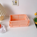 HULIANFU Ins Desktop Plastic Storage Baskets Organizer Box Folding Stackable Toy Storage Basket with Handle Bathroom Storage Box Basket