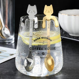HULIANFU Stainless Steel Coffee Spoon Lovely Cute Cat Shape Teaspoon Dessert Snack Scoop Ice Cream Mini Spoons Tableware Kitchen Tools