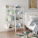 HULIANFU Ladder Shelf 4-Tier Bookshelf Plant Flower Stand Storage Rack Industrial Organizer Modern Shelves Shelving Bookcase Stable Metal