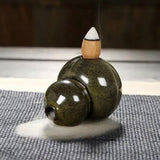 HULIANFU Leaf Tower Incense Ceramic Burner Fragrance Holder Backflow Censer Creative Aromatherapy Smoke Reflux Incense Stick Incense