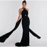hulianfu Pullover Backless Lace Up Dress Women Off Shoulder Sleeveless Floor Length Long Robes Summer Female Sexy Prom Evening vestido