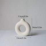 HULIANFU VILEAD Black Circular Hollow Ceramic Vase Donuts Nordic Flower Pot Home Decoration Accessories Office Living Room Interior Decor