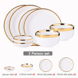 HULIANFU White Porcelain Plates for Food Dinner Set Dishes Salad Soup Bowl Ceramic Plates and Bowls Set Tableware Set Service for 4/6/8
