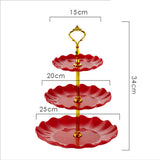 HULIANFU Table Plates Luxury Tableware Wedding Party Candy Dessert Dishes Fruit Bowl Home Cake Display Standing Kitchen Decoration Trays