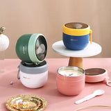 HULIANFU Mini Thermal Lunch Box Food Container with Spoon Stainless Steel Vaccum Cup Soup Cup Insulated Lunch Box taza desayuno portatil