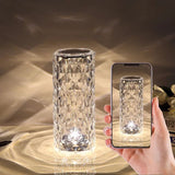 HULIANFU Spanish Acrylic Diamond Crystal Lamp Rose Light Projector 3/16 Color Adjustable Romantic Bedroom Touch Night Light