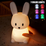 HULIANFU Rabbit Night Light For Kids Children Soft Silicone Touch Night Light USB Rechargeable Bunny Night Lamp Bedroom Decor Kids Gift