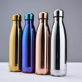 HULIANFU Travel Drinking Kettle Outdoor Sport Water Bottle 500ml Double Wall Stainles Steel Thermos Cup Leakproof Insulated Vacuum Flask