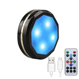 HULIANFU LED Under Cabinet Lighing Rechargeable Puck Light Closet Lights With Remote Counter Bookshelf Portable Round RGB Night Light