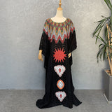 hulianfu Women Long Sleeve Round Neck Fashion Casual Solid Color Sexy Fancy Party Lace And Floor Dress