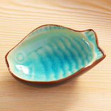 HULIANFU Japanese Leaf Ceramic Sauce Dish Kitchen Seasoning Plate Ice Cracked Glaze Sauce Small Dishes Fish Shaped Bowl For Kitchen