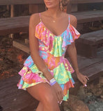 Hulianfu Summer Floral Print Dress Women Party Dress New Arrival Elegant Ruffle Dress Mini Slip Dress Backless Sexy Club Beach Dress