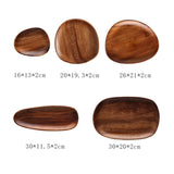 HULIANFU Whole Wood lovesickness Wood Irregular Oval Solid Wood Pan Plate Fruit Dishes Saucer Tea Tray Dessert Dinner Plate Tableware Set