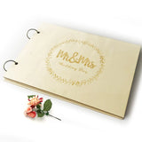 HULIANFU New Wooden Wedding Guestbook Reception Book Sign-in Book Personalized Mr. and Mrs. Photo Frame Wedding Decoration Supplies