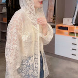 Hulianfu New Women Summer Tops Cardigan Female Fashion Blouses Lace Blouse Shirt Ladies Long Sleeve Shirts Sun Protection Clothes