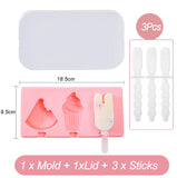 HULIANFU Silicone Ice Cream Mold Popsicle Siamese Molds with Lid DIY Homemade Ice Lolly Mold Cartoon Cute Image Handmade Kitchen Tools