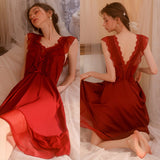 hulianfu Sexy Sleepwear Women Night Dress Teen Girl Nightwear Lounge Homewear Deep V Nightgown Camisolas Lingerie Backless Home Suit