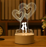 HULIANFU Romantic Love 3D Acrylic Led Lamp for Home Children Night Light Table Lamp Birthday Party Decor Valentine Day Bedside Lamp