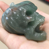 HULIANFU Natural Green Aventurine Pumpkin Skull Crystal Carving Healing Halloween Ornaments Gift Reiki Home Decoration 1pcs