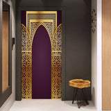 HULIANFU  Simulation Of Gilt Leaves DIY Door Stickers Home Decoration Wall Sticker Kitchen Art Mural Peel &amp; Stick Waterpoof PVC Wallpaper