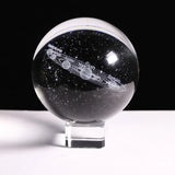 HULIANFU New 80mm K9 Crystal Solar System Planet Globe 3D Laser Engraved Sun System Ball with Touch Switch LED Light Base Astronomy Gifts