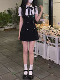 hulianfu hulianfu Sweet Mini Fake Two Dress Puff Sleeve Summer French Elegant Short Party Dress Woman Casual Korea Fashion Vintage Dress Slim