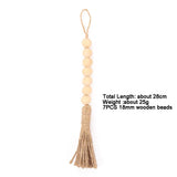 HULIANFU Natural Wood Bead Garland With Jute Rustic Wall Hanging Tassels String Handmade Garland Farmhouse Ornament DIY Home Decoration