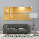 HULIANFU Self-adhesive 3D Square Acrylic Mirror Wall Stickers DIY Free Combination Stickers For Living Room Porch Background Decoration