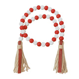 HULIANFU Natural Wood Bead Garland With Jute Rustic Wall Hanging Tassels String Handmade Garland Farmhouse Ornament DIY Home Decoration