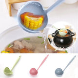 HULIANFU New Soup Spoon Long Handle Kitchen Strainer Solid Color Cooking Colander Kitchen Scoop Plastic Tableware Colander Hot
