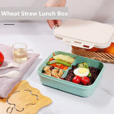HULIANFU Wheat Straw Lunch Box Microwavable Tableware Students Adult Multi Grids Lunch Boxes Insulation Keep Fresh Leakproof Storage Box