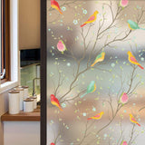 HULIANFU Privacy Window Film Opaque Non-Adhesive Bird Decals Decorative Glass Covering Static Cling Tint Frosted Window Stickers for Home