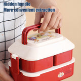 HULIANFU Kawaii Portable Lunch Box For Girls School Kids Plastic Picnic Bento Box Microwave Food Box With Compartments Storage Containers