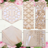 HULIANFU Wedding Card Box Wooden Elegant Cutout Hexagon Design Wedding Box 3D Classic Scene For Wedding Party Decoration