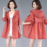 Hulianfu New Summer Medium Long Sun Protection Clothing Female Thin Jacket Loose Hooded  Coat Sun Protection Windbreaker Women